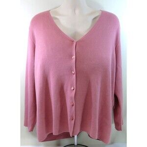 NWT Ambra Pink Long Sleeve Button up Sweater Cardigan MSRP $40 size 2X cotton